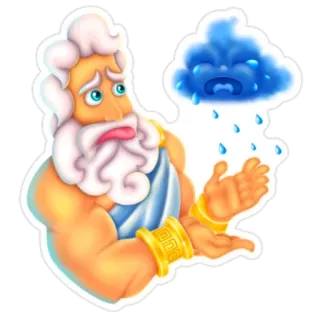 😥 c473bc2f Zeus triste, llorando, Zeus, mitología griega, dibujos animados, nube, lluvia whatsapp sticker