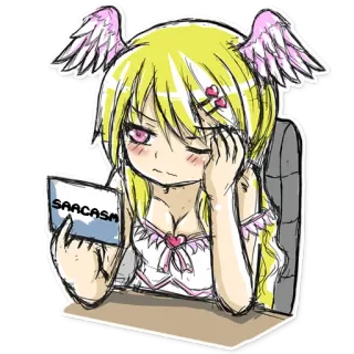 😑 09bff316 SAACASM Sarcasme, Anime, Manga, Fille, Ailes, Drôle telegram sticker