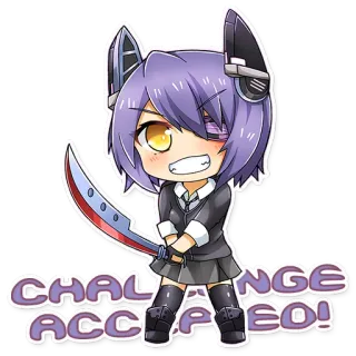 💪 2515abb4 CHALLENGE ACCEPTED! Anime, Défi, Fille, Épée telegram sticker