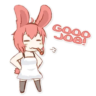 👍 33388915 GOOO JOB! lapin, fumer, bien joué, encouragement telegram sticker