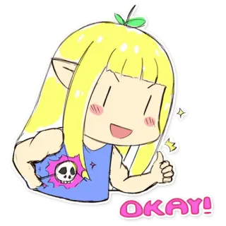 👌 9e4300d2 OKAY! Animé, Elfe, Pouce levé, OK telegram sticker