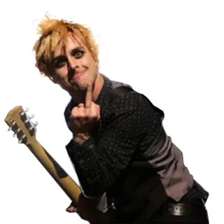😛 3ccc6344 Billie Joe Armstrong Billie Joe Armstrong, Green Day, jari tengah, punk rock, musik, musisi telegram sticker