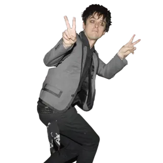 ✌ be4035b4 Billie Joe Armstrong musisi, Green Day, simbol perdamaian, penyanyi, gitaris telegram sticker