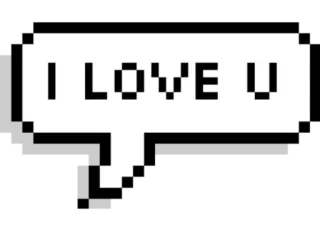 🫀 5b2e696a I LOVE U amor, pixel art, balão de fala, coração, fofo whatsapp sticker