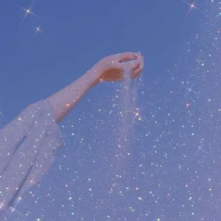 ☁️ e65a4283 brilho, purpurina, mão, céu, estético, artístico whatsapp sticker