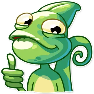 👍 0f7cb93f tắc kè hoa, động vật, bò sát, ngón tay cái hướng lên, phim hoạt hình, xanh lá cây telegram sticker