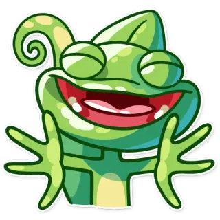 🤗 24c9d6f4 tắc kè hoa, bò sát, động vật, xanh lá cây, vui vẻ, dễ thương, nhãn dán telegram sticker