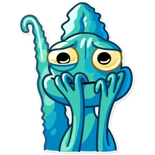 😨 68a54b0e hoạt hình, dưới nước, sinh vật, xanh dương, xúc tu, lo lắng, mắt telegram sticker