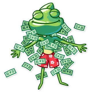 🤑 840a8255 tắc kè hoa, tiền, giàu, đô la, hoạt hình, nhãn dán telegram sticker