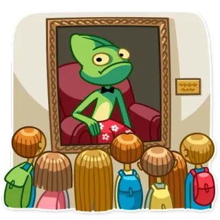 🤓 b7803bca tắc kè hoa, chân dung, bảo tàng, nghệ thuật, bò sát, hoạt hình, trẻ em telegram sticker