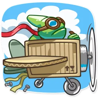 🛩 f7ea6a69 máy bay, động vật, tắc kè hoa, bay, hoạt hình, phi công, các tông, đồ chơi telegram sticker