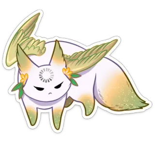 😡 a18b121a キツネ, 動物, 翼, ファンタジー, かわいい, 漫画, 花 telegram sticker