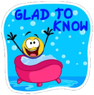 😇 3844aded GLAD TO KNOW Emoji, Mandi, Gelembung, Kartun, Senang, Bahagia, Stiker telegram sticker