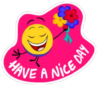 😇 6e062bda HAVE A NICE DAY salam, bunga, emoji, hari baik, positif, stiker, kartun telegram sticker