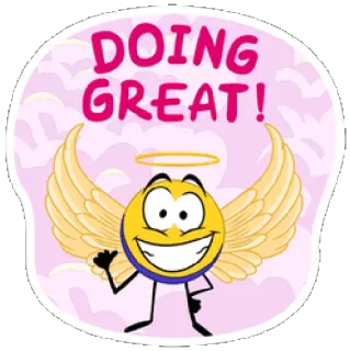 😇 72bfca30 DOING GREAT! emoji, malaikat, sayap, positif, semangat, keren, senang telegram sticker