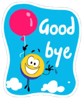 👋 d0b0787e Good bye selamat tinggal, balon, kartun, smiley, awan, stiker, perpisahan, tokoh kartun telegram sticker