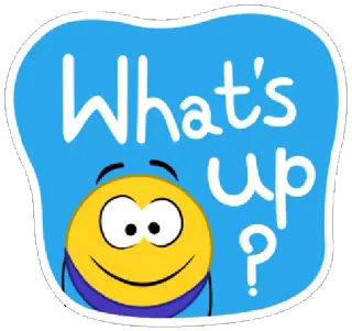 ❔ dff3edac What's up? emoji, ekspresi, salam, apa kabar, pertanyaan, stiker, biru, kuning telegram sticker