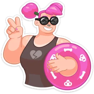 ✌ c67f1275 만화, 스티커, 평화 기호, 분홍색, 캐릭터, 풀 튜브, 하트 telegram sticker