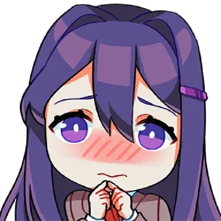 🥺 6c992a67 Yuri Doki Doki Literature Club! 动漫, 女孩, 可爱, 脸红, 百合, Doki Doki Literature Club whatsapp sticker