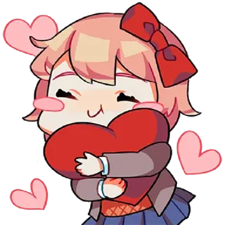 🥰 89bd58a7 Sayori Doki Doki Literature Club! 动漫, 可爱, 爱心, 爱, 纱世里, 心跳文学部 whatsapp sticker