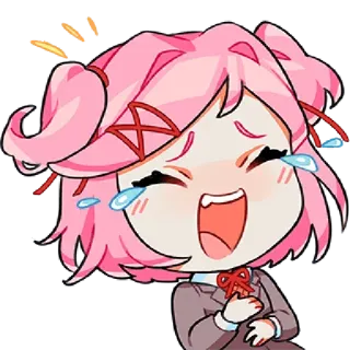 😂 ac1deecc Natsuki Doki Doki Literature Club! 动漫, 漫画, 快乐, 可爱, 心跳文学俱乐部 whatsapp sticker