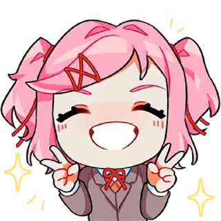 😁 dd3ac64c Natsuki Doki Doki Literature Club! 动漫, 漫画, 卡哇伊, 可爱, 文学, 社团, 开朗, 和平 whatsapp sticker