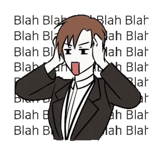 👾 91edbea8 Blah Blah Blah irritado, frustrado, blah, ruído, homem, desenho animado telegram sticker