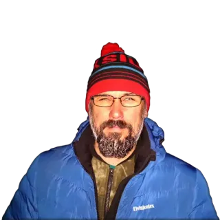 🙃 8a3823e8 homme, portrait, vêtements d'hiver, lunettes, chapeau telegram sticker