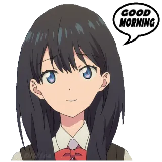🛏 007fa9e1 GOOD MORNING Anime, Chica, Buenos días, Saludo, Sonrisa, Lindo telegram sticker