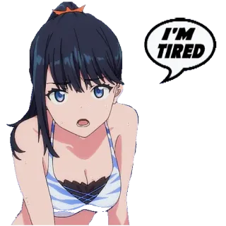 😓 1efe3032 I'M TIRED Anime, Cansado/a, Personaje, Ilustración, Dibujo animado, Chica telegram sticker