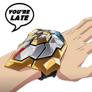⌚️ 24298bf4 YOU'RE LATE llegas tarde, anime, reloj, tiempo, dibujos animados, texto telegram sticker