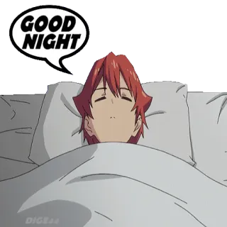 🛌 6326e348 GOOD NIGHT buenas noches, dormir, anime, dibujos animados, cama, descanso telegram sticker