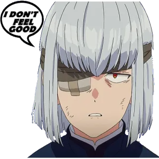 🤒 828cab02 I DON'T FEEL GOOD anime, parche en el ojo, enfermo, cansado, malestar telegram sticker