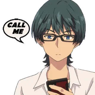 📱 d22e94d8 CALL ME Anime, Llamada, Gafas, Persona, Hombre, Mensaje telegram sticker