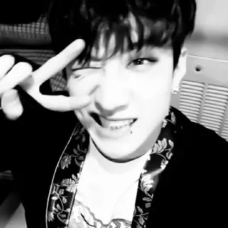 👣 891f9c84 orang, potret, kedipan mata, simbol perdamaian, hitam putih telegram sticker