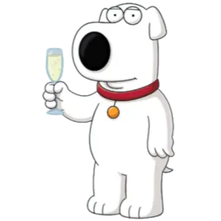 😇 3d522c3b Brian Griffin Family Guy cartoon, dog, champagne, cheers, Brian Griffin telegram sticker