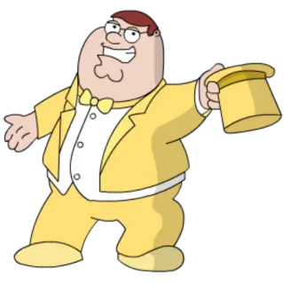 😊 ebf2ad19 Peter Griffin Family Guy cartoon, animation, comedy, peter griffin, yellow suit telegram sticker