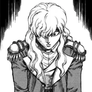😨 85af73e3 Griffith Berserk Manga, Anime, Personage, Lang Haar, Commandant telegram sticker