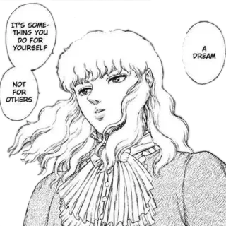 🧐 d0e0ebfa Griffith Berserk IT'S SOMETHING YOU DO FOR YOURSELF
NOT FOR OTHERS
A DREAM Anime, Manga, Droom, Personage, Fantasy telegram sticker