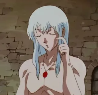 🤔 0f2d045d Griffith Berserk Аниме, Манга, Гриффит, Берсерк, Белые волосы, Красный кулон telegram sticker