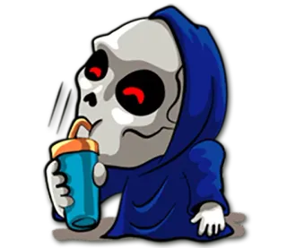 🍼 246791a7 malaikat maut, kematian, kerangka, minuman, kartun, menyeramkan telegram sticker