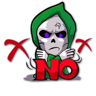 👎 c3cc1e85 NO 骸骨, いいえ, 拒否, 死, 漫画 telegram sticker