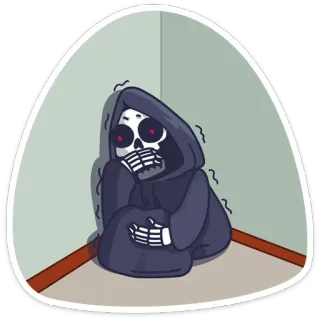 ☹️ bc2422b8 Gevatter Tod, Tod, Skelett, Angst, verängstigt telegram sticker
