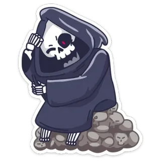 🤔 e08ac196 skelett, tod, sensemann, schädel, halloween, cartoon telegram sticker