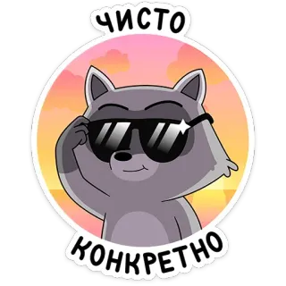 😎 099b7220 чисто конкретно raccoon, sunglasses, cool, animal, cartoon telegram sticker