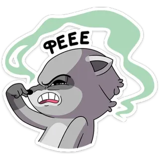 🤮 6fa07015 PEEE cartoon, animal, raccoon, smell, odor, disgust, expression telegram sticker
