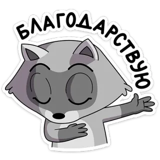 🙏 739453cb БЛАГОДАРСТВУЮ raccoon, russian, благодарствую, animal, cartoon telegram sticker