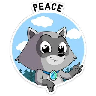 ✌️ 82c0b22a PEACE raccoon, peace sign, animal, cartoon, sticker, cute telegram sticker