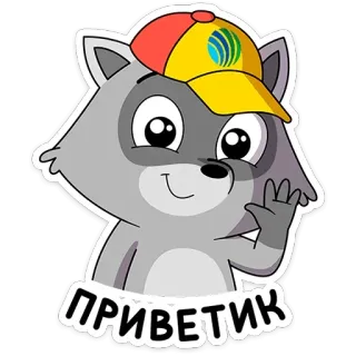 👋 8cd9ff5b ПРИВЕТИК cartoon, raccoon, hello, greeting, cute, animal telegram sticker