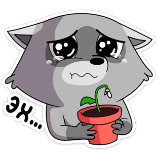 😢 fd52510b Эх... wolf, sad, plant, flower, crying telegram sticker